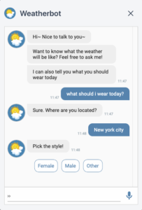 Weatherbot 是 AEI Studio 旗下的一款聊天机器人， 它的网页版对话框就内嵌了 Flutter