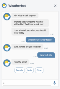 新的Flutter web Beta 版本支持 2 Weatherbot 是 AEI Studio 旗下的一款聊天机器人, 它的网页版对话框就内嵌了 Flutter
