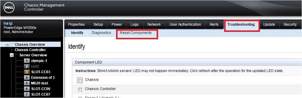 M1000E 通过CMC Web界面重启刀片的iDRAC