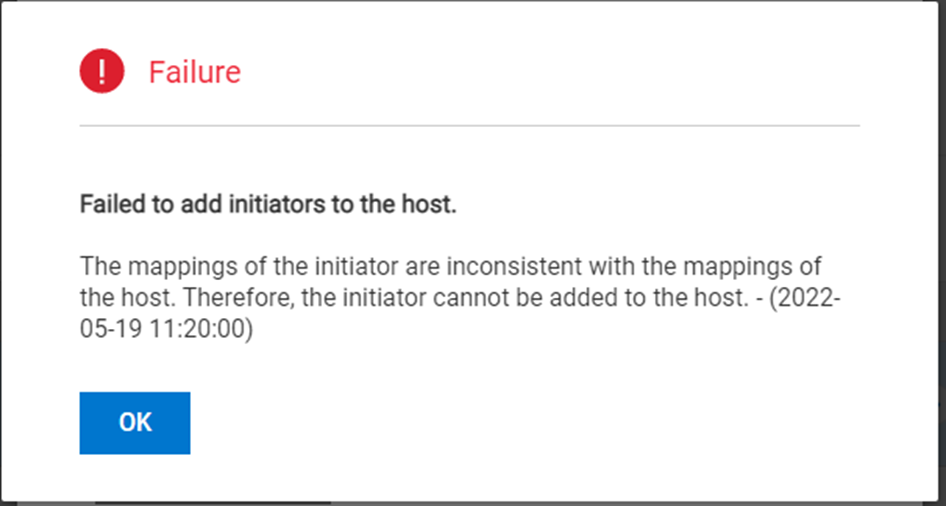ME5无法将initiator添加到主机